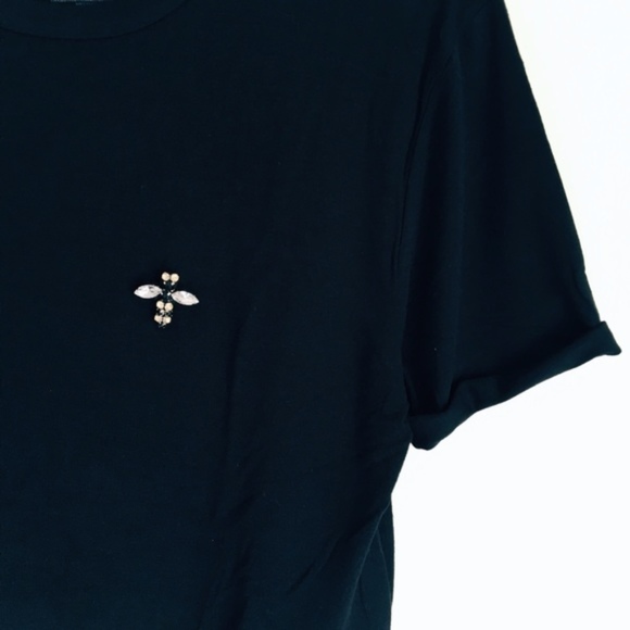 Embellished Bee Black Crop T-Shirt - Picture 2 of 3